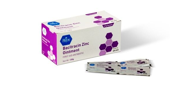 Medpride Bacitracin Zinc Ointment –  0.9g packets – 12/144/cs.